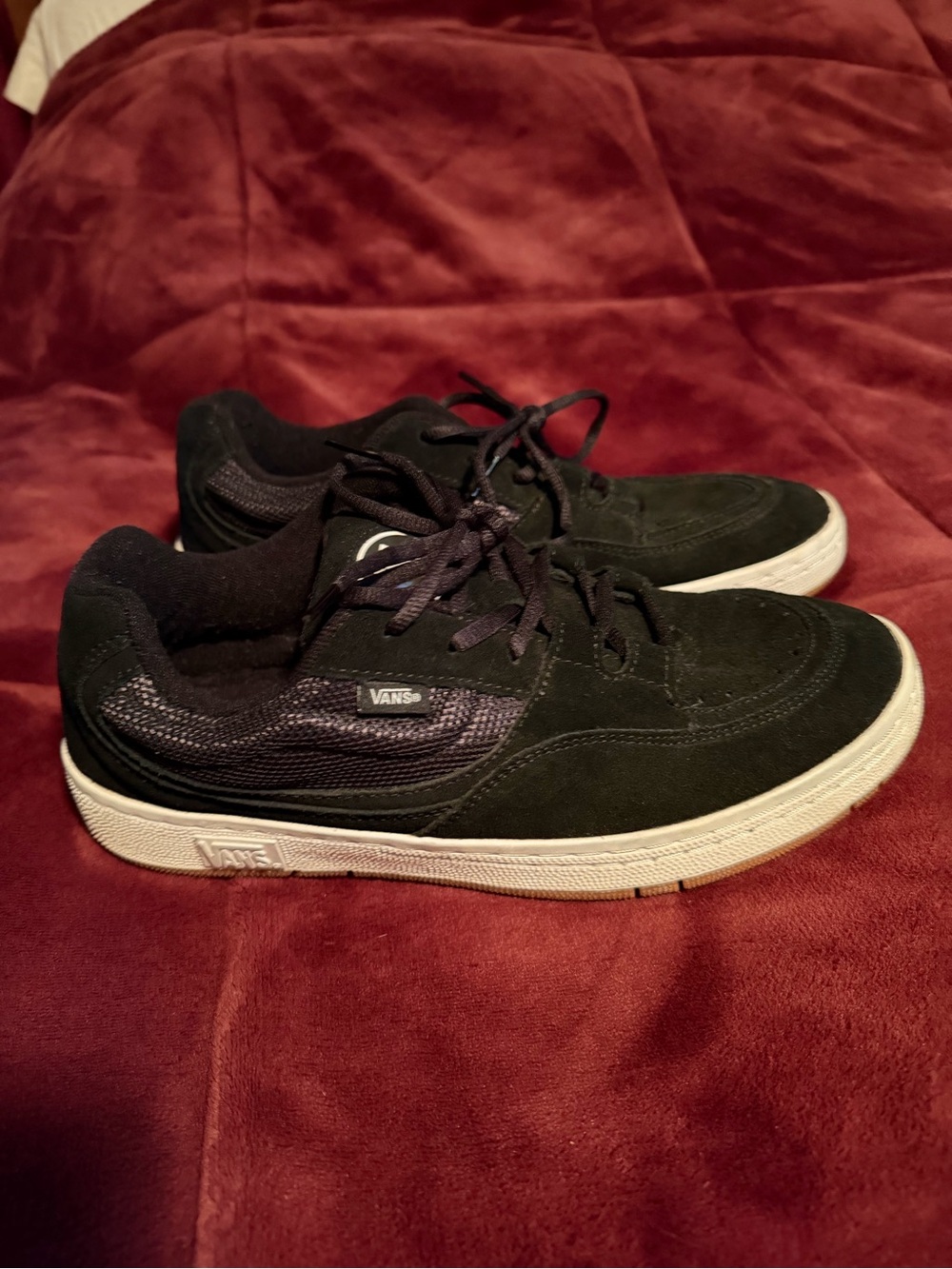 Vans Black Low-Top Suede Sneakers with White Sole